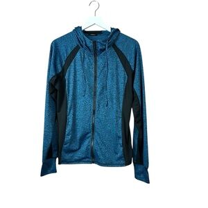 Juangla Blue and Black Zip-Up Yoga Hoodie Jacket Women Sz L